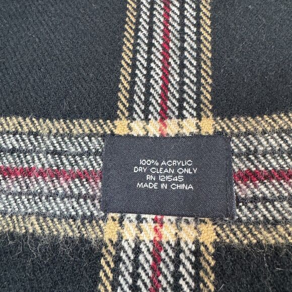 London Fog Black Cream Red Plaid Scarf 8" x 56" Classic Tartan Checkered Warm - Picture 6 of 6